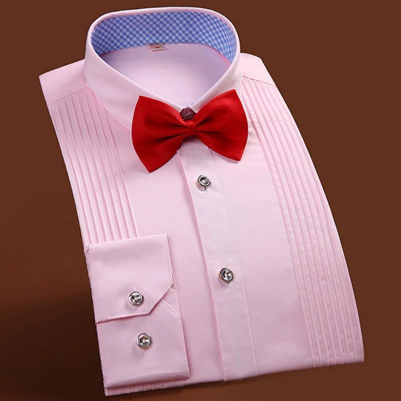 2017 Brand New Men Three Dimensional Shirts Married Groom Shirt Slim Fit Groomsman Long Sleeve Man Dress Tuxedo Shirts 38-44