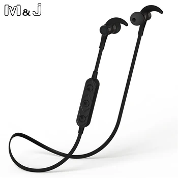 

M&J Metal Magnetic Switch Wireless Sport Earphones Sweatproof Stereo Bluetooth 4.1 Headset with MIC For iPhone/LG/HTC/Xiaomi