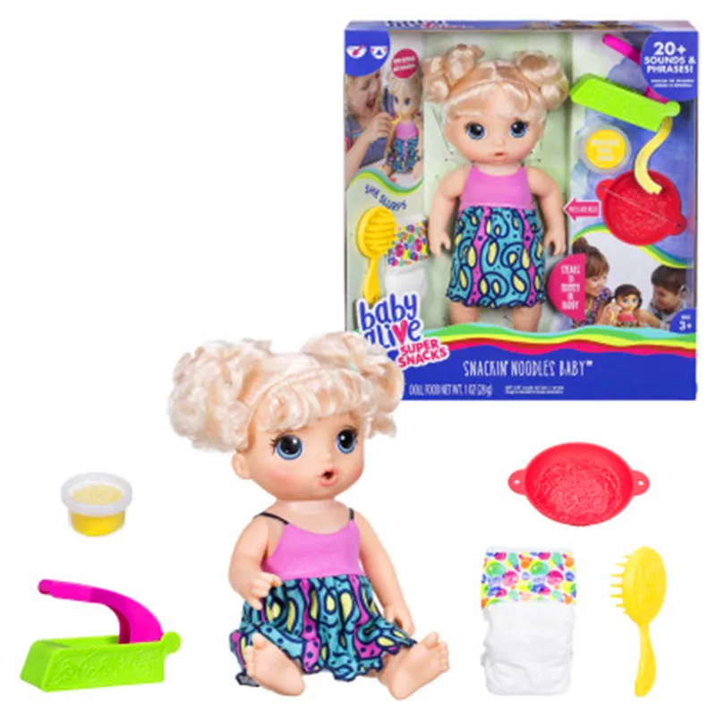 

38CM Original Baby Alive Spaghetti Baby Girl Dress Up Doll PVC Action Figure Collection Model Children Play House Toy X31