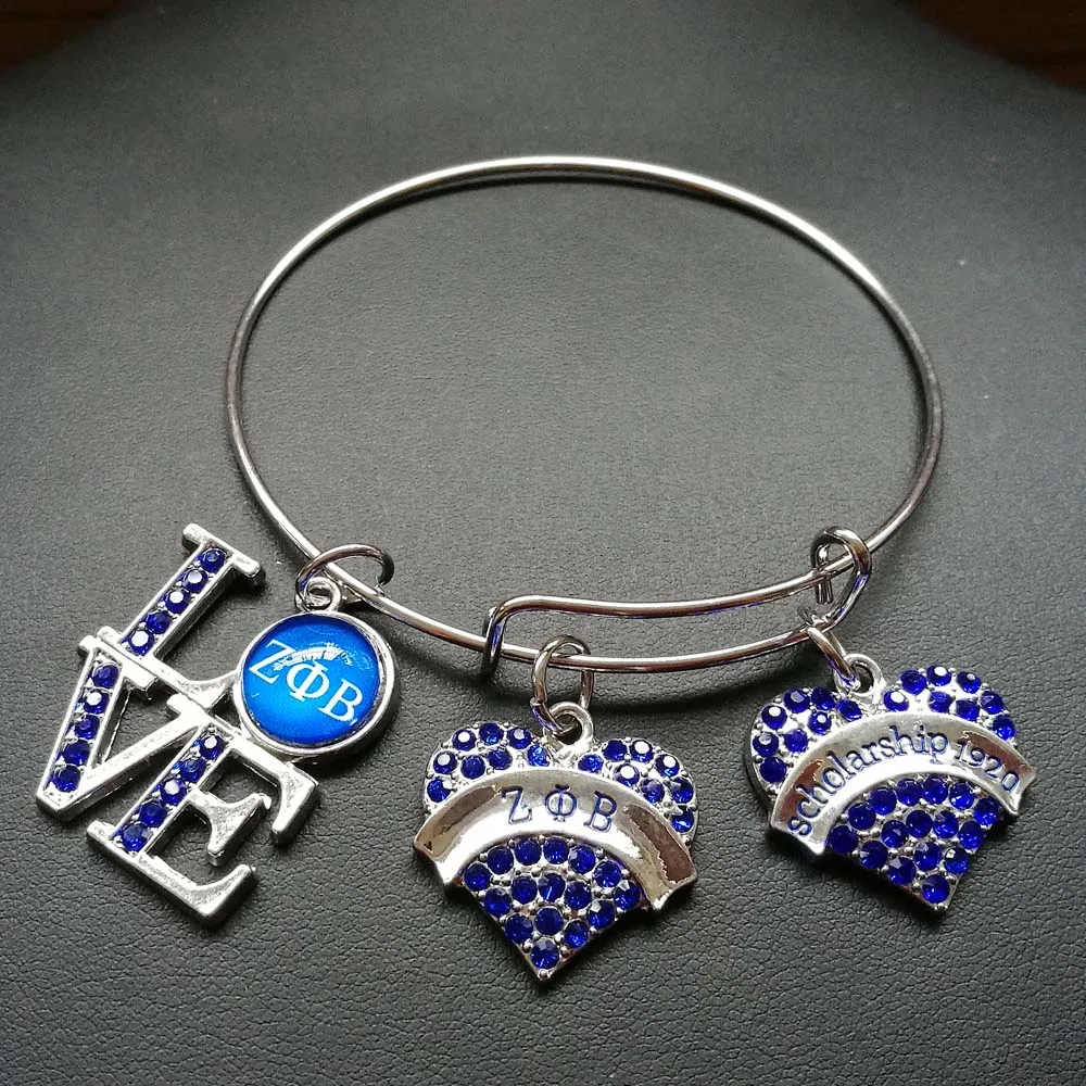 Topvekso ZPB Sorority ZETA PHI BETA 1920 браслет с подвесками в виде любящего сердца ювелирные