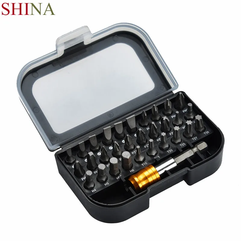 

SHIAN 31pcs Power Bit Set Screwdriver Bit Sets Chrome Vanadium Steel Assortment Set Square Screw Bits Power Tools