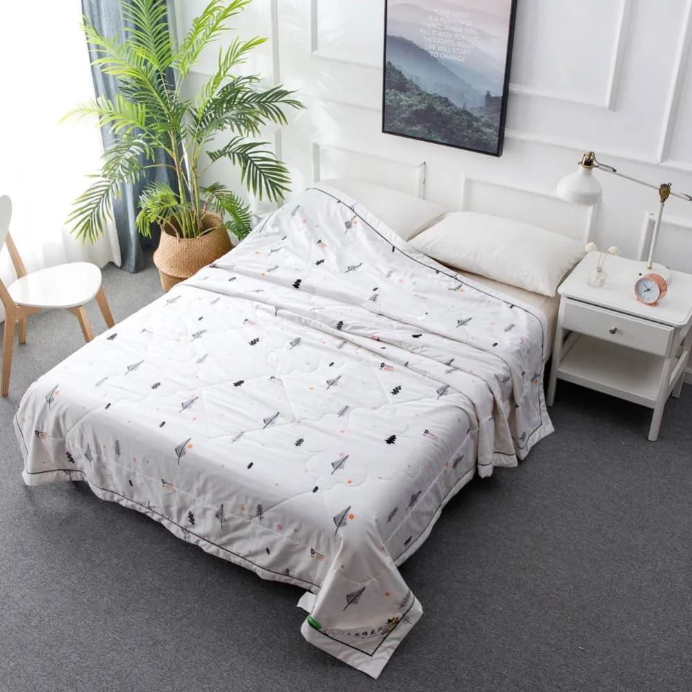 

2019 Trees Brief Scandinavian Quilting Thin Quilt Stitching Cotton Fabric Cotton Filler Queen Summer Comforter Air-conditional