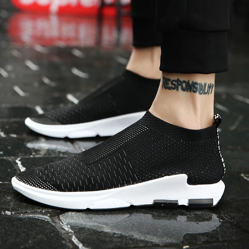 

2019 Shoes Mens Sneakers Air Mesh Men Casual Shoes Slip on Summer Sock Shoes Lightweight Running Walking Gym Trainers