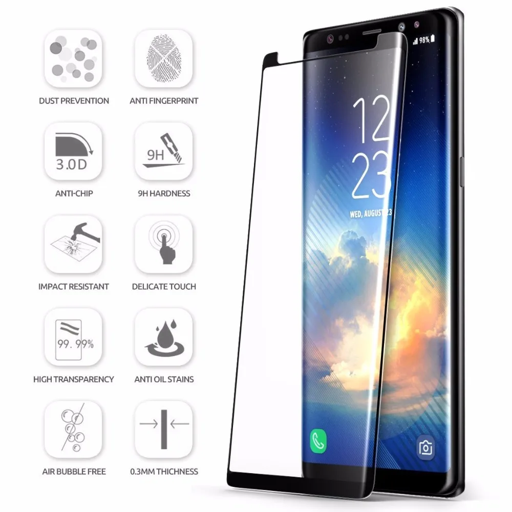 3D Glass For Samsung Note 9 Screen Protector S8 Plus Tempered Curved Not Full Cover for S9 NOTE 8 | Мобильные телефоны и