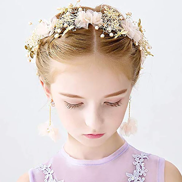 Цветочный свадебный головной убор принцессы, повязка на голову с сушеным цветком, тиара стрекозы, аксессуары для волос для женщин и девочек, свадебная повязка
