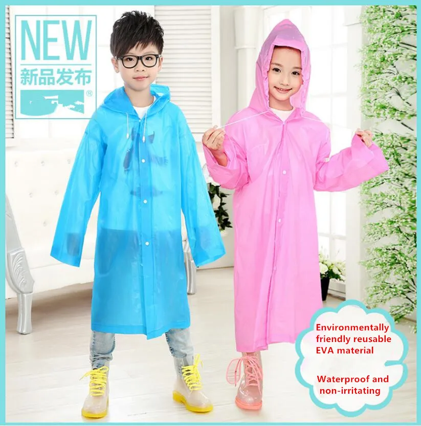 1.Age 6~13 Kids student Hooded Jacket children Girl boy Rain coat Poncho Raincoat Cover Long transparent Rainwear