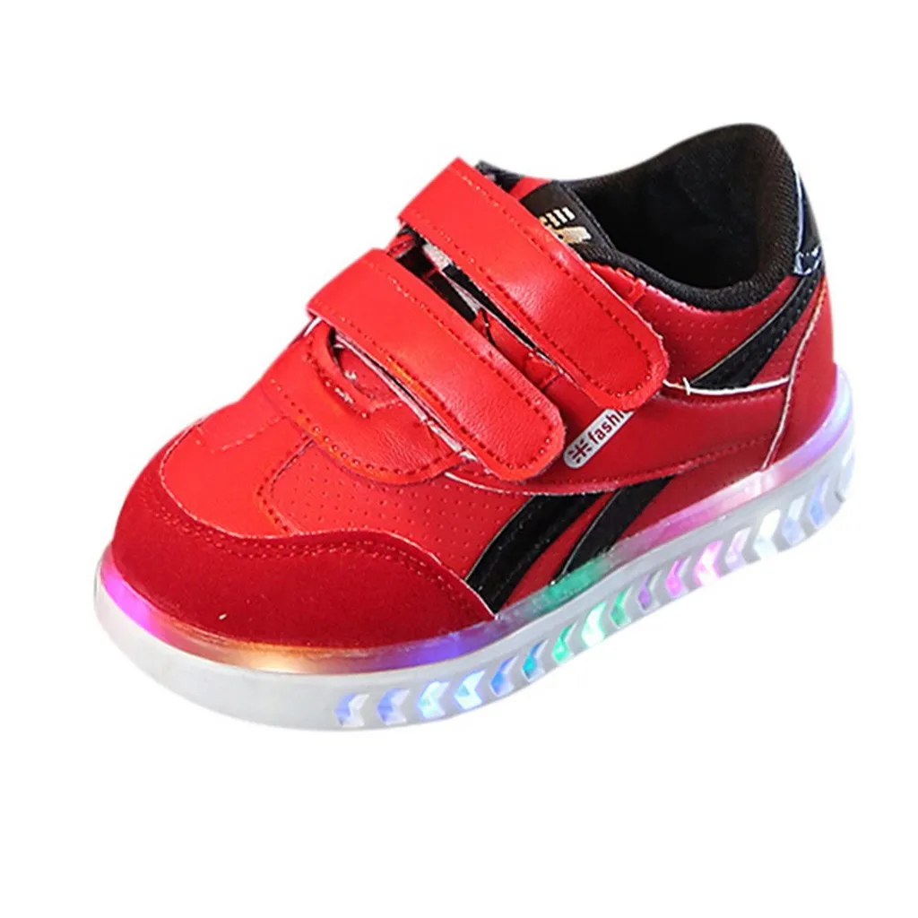 MUQGEW New arrival Children Baby Girls Boys Letter Led Light Luminous Running Sport Sneaker Shoes