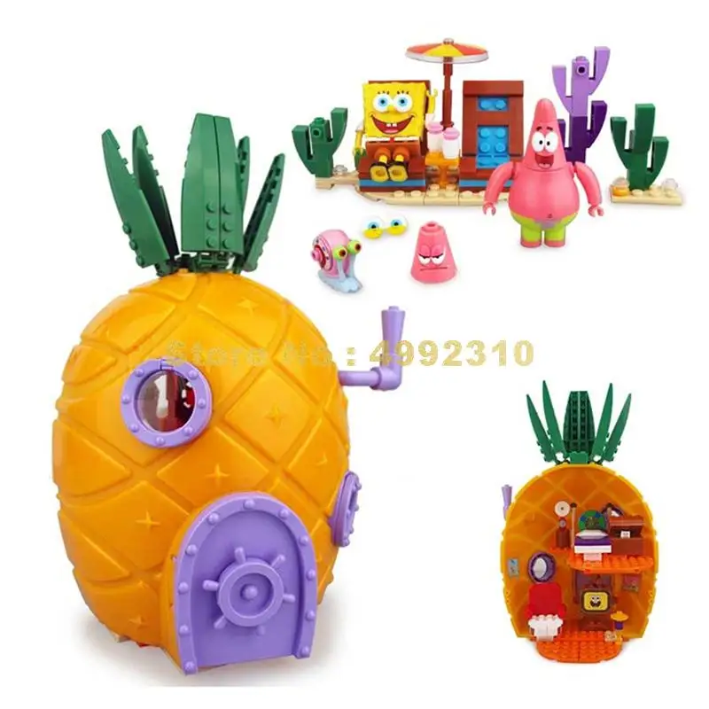 

030501 spongebob music pineapple rotate house building blocks Bricks Toy