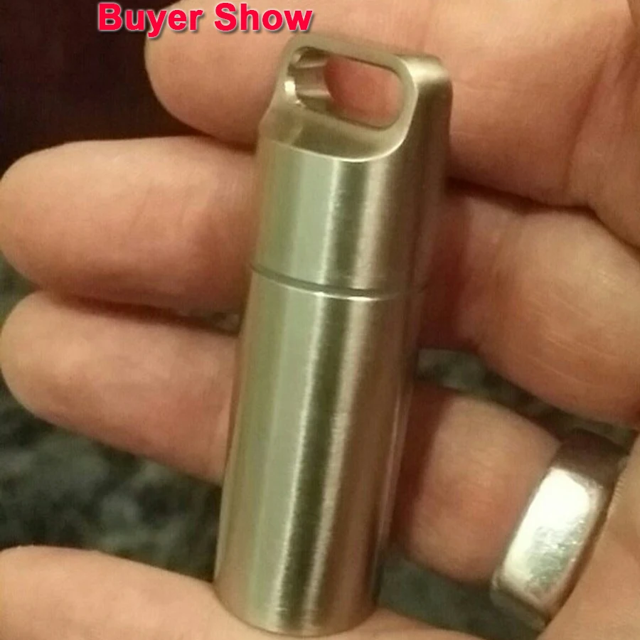 جديد البسيطة الفولاذ المقاوم للصدأ للماء كبسولة ختم زجاجة في الهواء الطلق EDC بقاء حبة حاوية علب كبسولة حبة زجاجة خزان حالة