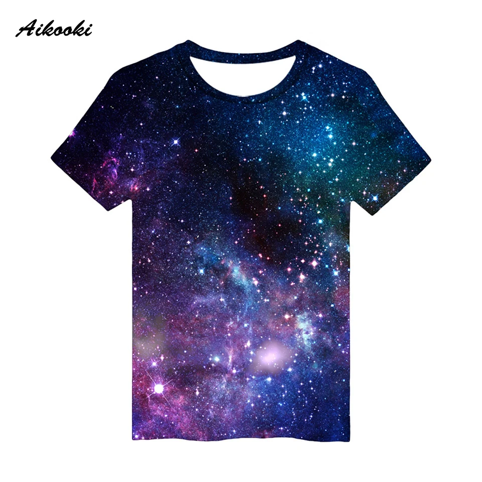 

Aikooki Purple Space Galaxy 3D T-shirt Men / Women Cotton Tshirt 3D Print Star Sky Boy / Girl T Shirt Fashion Streetwear Tops