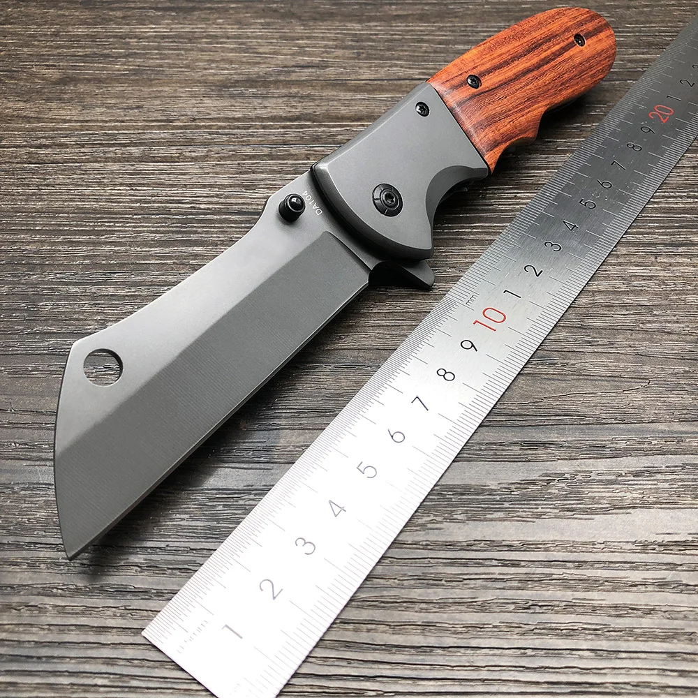 

BJL BK Butcher Folding Knives Gray Titanium blade wood Handle Camping Hunting Knife Tactical Outdoor Survival Knife EDC Tools