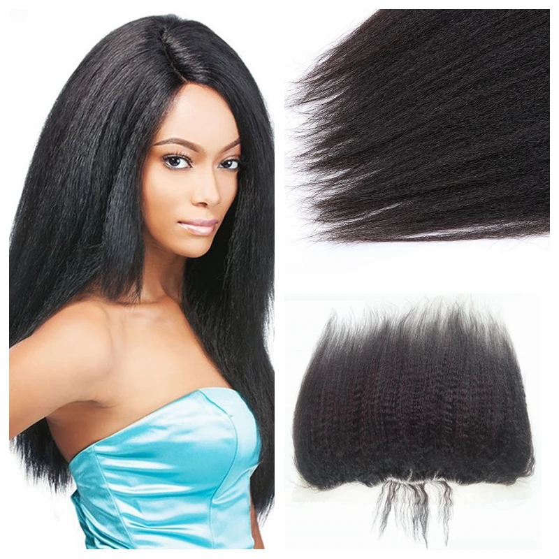 

7A Yaki Lace Frontal Closure Brazilian Lace Frontals Kinky Straight Ear To Ear 13x4 Full Frontal Closure With Baby Hair