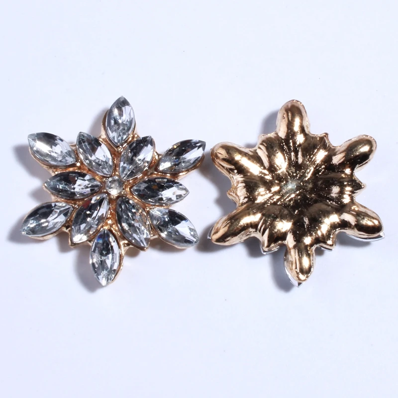 

10PCS 28MM Bling High Quality Rhinestone Buttons Embellishment For Shoes Decoration Clear Crystal Alloy Buttons For Wedding Home