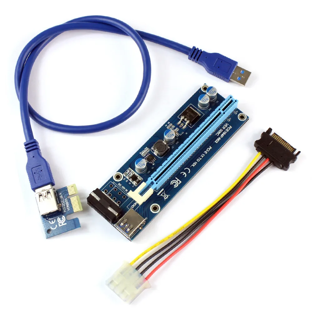 

PCIE 1X to 16X Graphics Extension Cable MOLEX DC-DC Single Power Supply Adapter Card for ETH Bitcoin Mining Device F21217