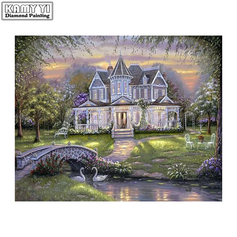 5D Diamond Embroidery DIY Swan Diamond Painting Square Drill Diamond Embroidery Landscape Diamond Mosaic Cross-Stitch_