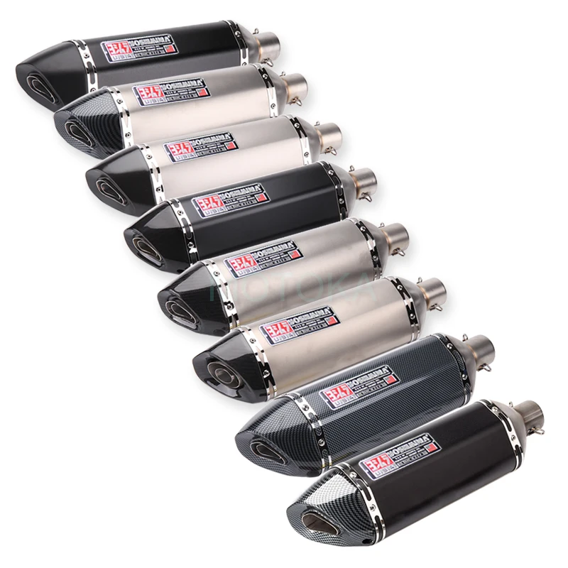 

Universal Motorcycle Yoshimura Exhaust Silencer Carbon Fiber Tip Tube KTM EXC TMAX500 NMAX ER6N Exhaust 470mm Black Muffler Pipe