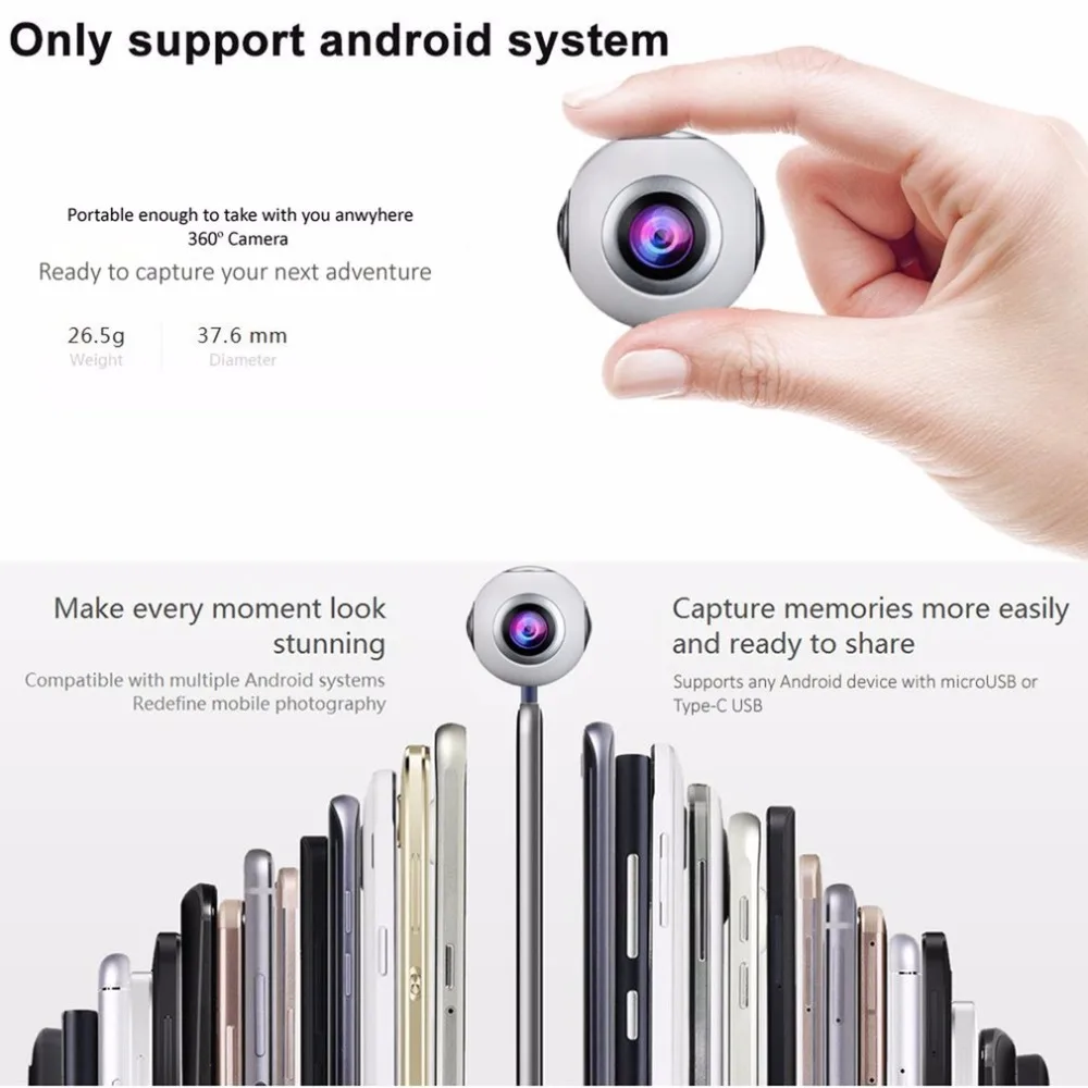 720 Degree Panoramic Camera HD Dual Wide Lens Video Camera for Android Wireless VR Action Sports Outdoor Activities Camera 720 Degree Panoramic Camera HD Dual Wide Lens Video Camera for Android Wireless VR Action Sports Outdoor Activities Camera
