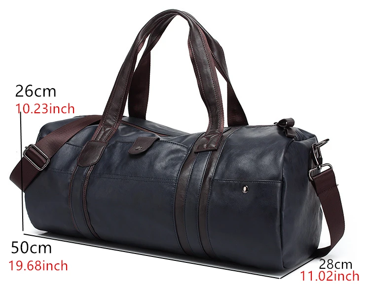 Винтажная кожаная спортивная сумка для мужчин, дорожная сумка для ручной клади, черная сумка для путешествий, переносная большая сумка из мягкой искусственной кожи, деловая сумка для выходных
