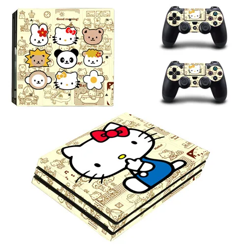 Hello kitty Cat PS4 Pro наклейка для кожи виниловая наклейка для консоли Playstation 4 и 2 контроллера PS4 Pro наклейка для кожи - Цвет: YSP4P-1153