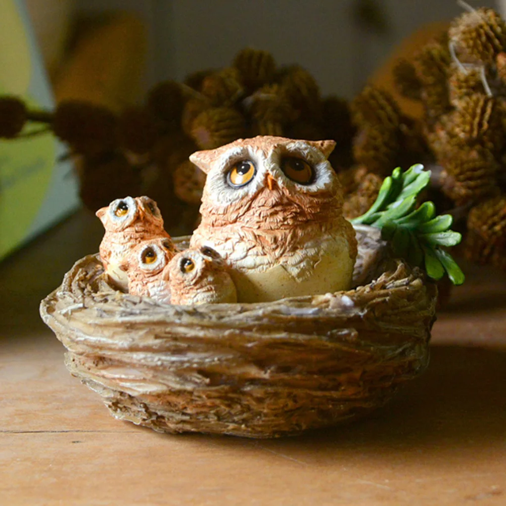 

Arts Crafts Resin Animal Miniatures Owl Figurine Garden Tabletop Cute Modern Living Room Collection Shelves Gift Home Decor