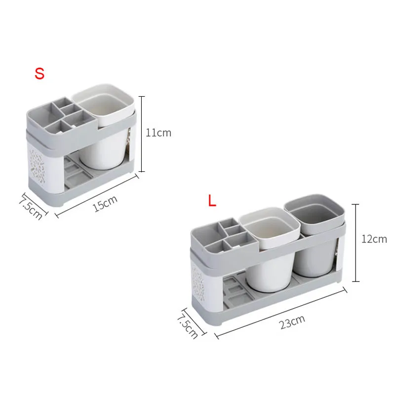 أدوات الزينة المنظم معجون الأسنان فرشاة أسنان تخزين حامل مع كأس الحمام صندوق تخزين بلاستيكي الاستحمام اكسسوارات رفوف