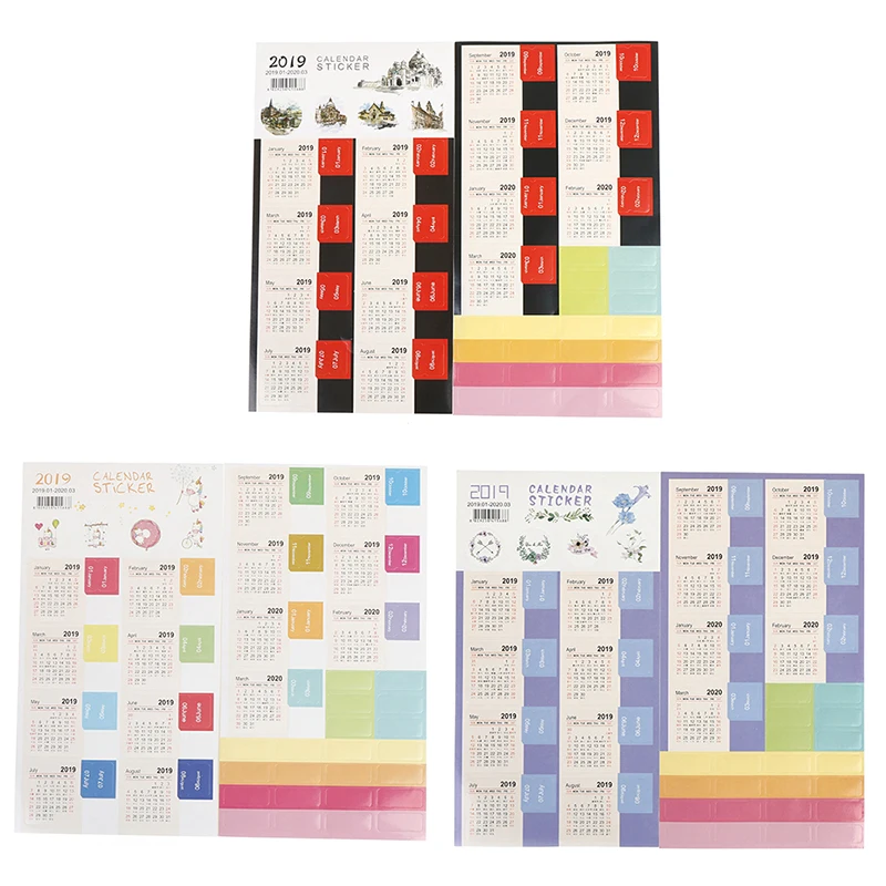 

2pcs/pack Calendar 2019-2020 Mini Korean Stationery Decorative Stickers Label Calendar Sticker Organizer Cute Office Supplies