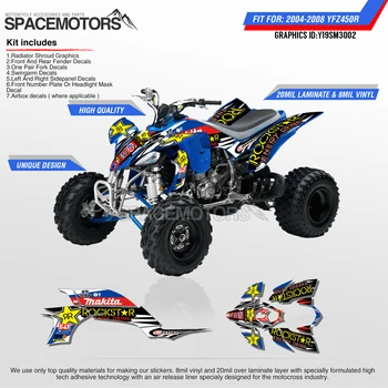 

MotoSpace Customized Team Graphics Backgrounds Decals 3M Custom Stickers For YAMAHA ATV Quad YFZ450R 2004 2005 2006 To 2008 002