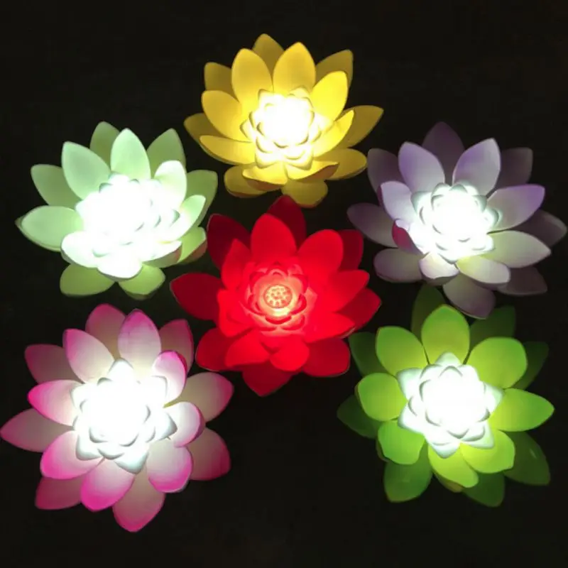 

Romantic Artificial Lotus LED Night Light Color Changing Home Garden Party Wedding Decorations By Batteries Operated