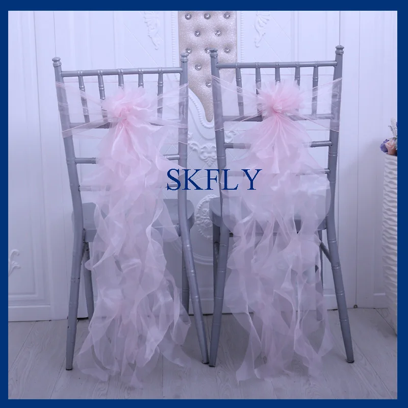 SH098D SKFLY дешево удивительный фиолетовый красный темно-синий, золотой белый слоновой кости розовый курчавая ива органза стул пояса - Цвет: light pink