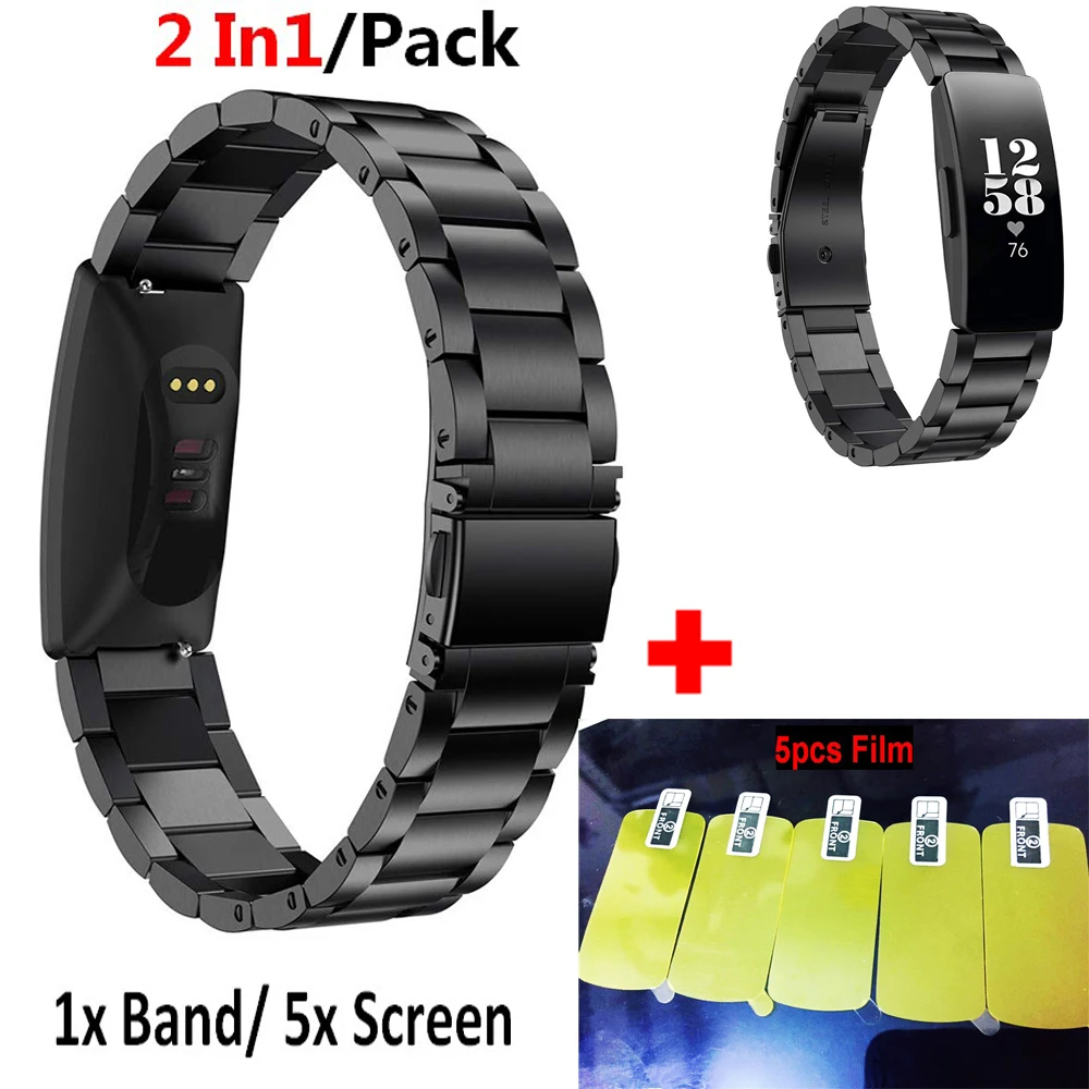 2 In1 для Fitbit Inspire HR/Inspire группа Нержавеющая сталь браслет ремешок на запястье +