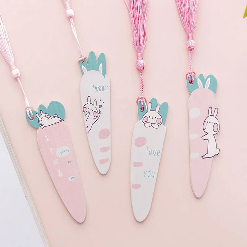 

Cartoon Rabbit Carrot Bookmark for book markers Cute Animal Wooden ruler School Office Supplies stationery gift