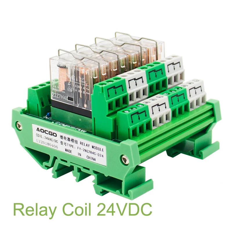 

4 Channel OMRON DPDT G2R-2 DIN Rail Mount Interface Relay Module