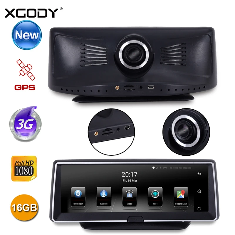XGODY 782 3G 8 Inch Car DVR GPS Navigation Dual Lens Touch Screen Android 5 0