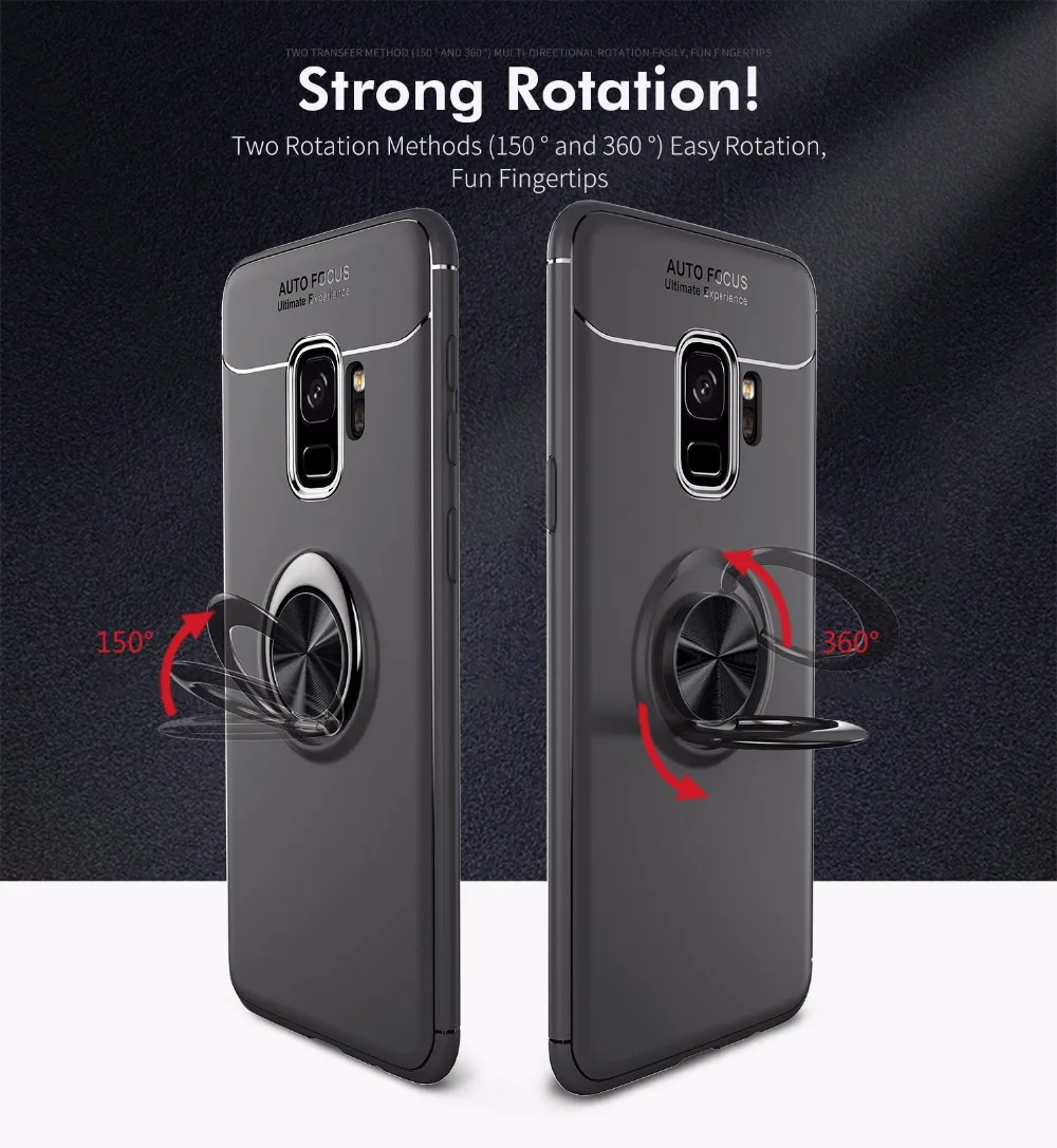 

Phone Case For Samsung Galaxy A6 Plus 2018 Case 360 Cover For Samsung Note 9 8 Case 3D Ring Coque S9 S9 Plus Cases Magnetic