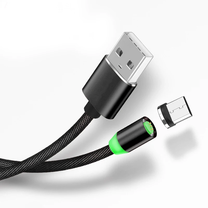 تحلق فوق المغناطيس شاحن كابل مغناطيسي LED المصغّر usb الكابلات 1 متر سريع Chargering ل سامسونج هواوي شاحن هاتف محمول يعمل بنظام تشغيل أندرويد كابلات