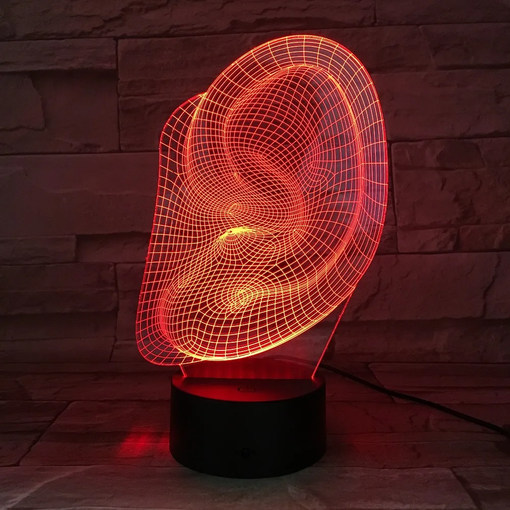 

Abstract Ear Shape 3D LED Light Desk Table Lamp Halloween Decoration Gift Kid Holiday USB 7 Colors Change Lava Lamp Drop Ship