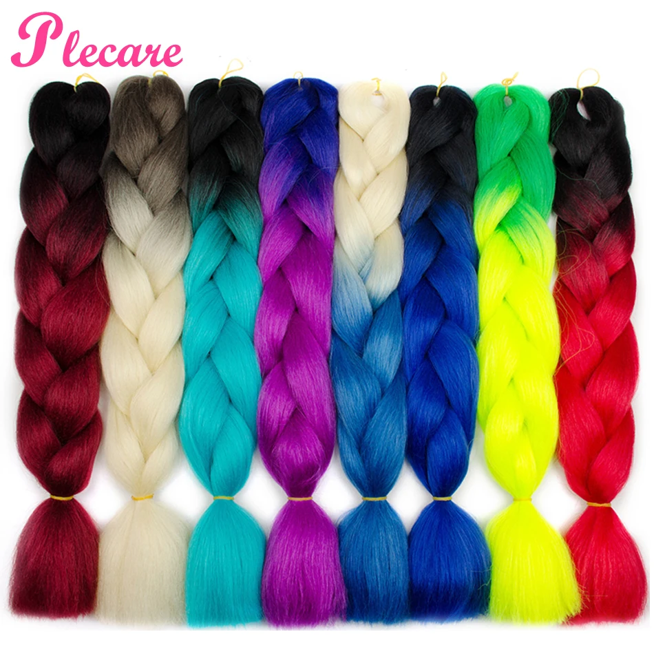 

Plecare 2 3 4 Tone Ombre Braiding Hair Extensions 24 inch Synthetic Jumbo Braids Crochet Twist Hair 100g/pcs