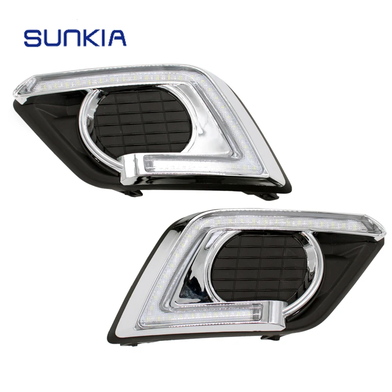 

SUNKIA Car LED DRL for Nissan X-Trail Xtrail 2014-2016 Daytime Running Lights with Fog Lamp Hole with Turn Signal Function