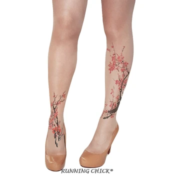 

One-sided front plum print tattoo pantyhose wholesales