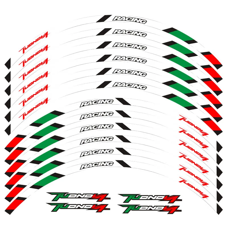 Мотоцикл стикер колеса водонепроницаемый стикер Полоса Светоотражающая наклейка на обод для Aprilia TUONOV4 TUONO V4 - Color: B2
