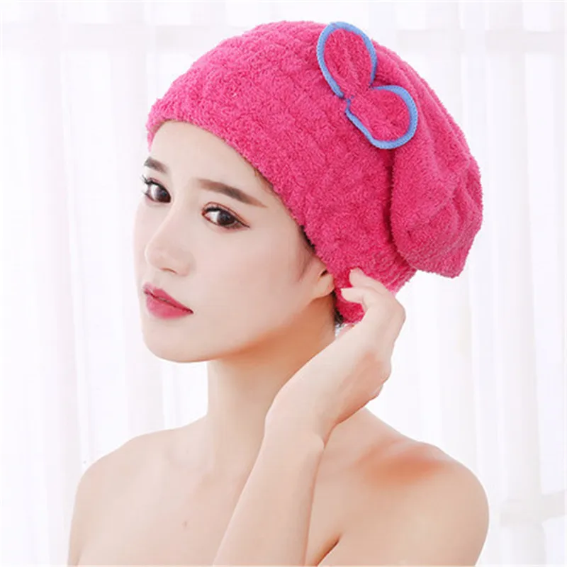 

4PCS Colorful Shower Cap Dry Hair Cap Wrapped Towels Microfiber Plush Bathroom Hats Solid Quickly Dry Hair Hat Bath Accessories