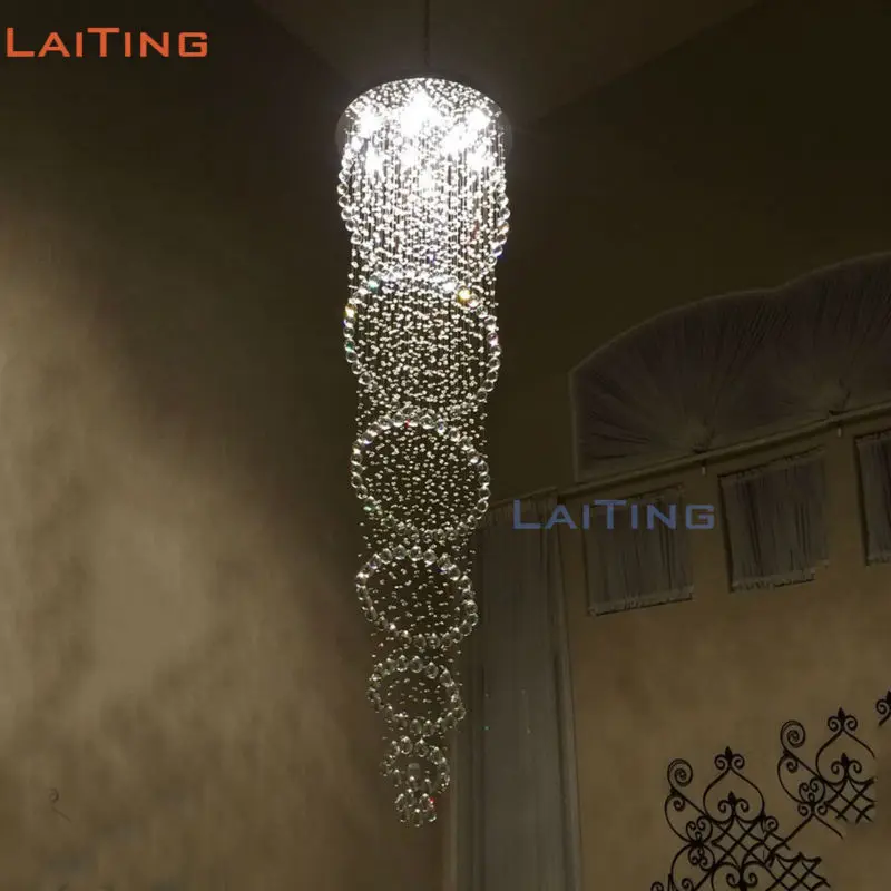 

Modern Round Circle Stainless Steel Stair LED Ceiling Lamp, Crystal Flush Mount Ceiling Lighting +Free shipping