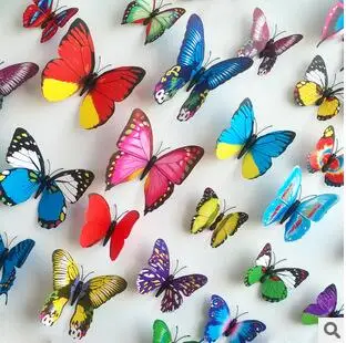 12 шт./лот DIY ПВХ 3D Бабочка магниты на холодильник наклейки клей плакат ванная комната кухонные переводные наклейки детская комната украшения дома - Цвет: colorful