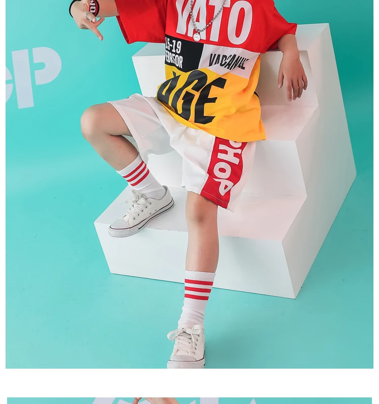 Summer 2019 baby Boys clothing set hip hop t shirt kids kids dance costumes toddler boy summer clothes children's summer set (8)
