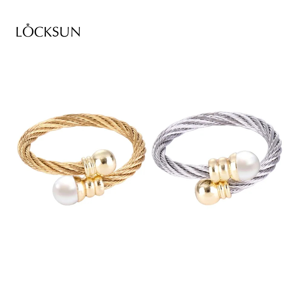 Locksun Antique Gold Silver Wave Rings for Women Simple Metal Stainless Steel Wire Ring Female Party Jewelry Wholesale | Украшения и