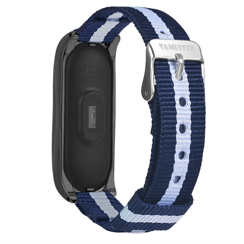 Fashio Navy Nylon Wristband Canvas Sport Strap Watch Band Replacemen For Xiaomi Mi Band 3 Watch band Size 25x1.95x0.54cm 40MR1414
