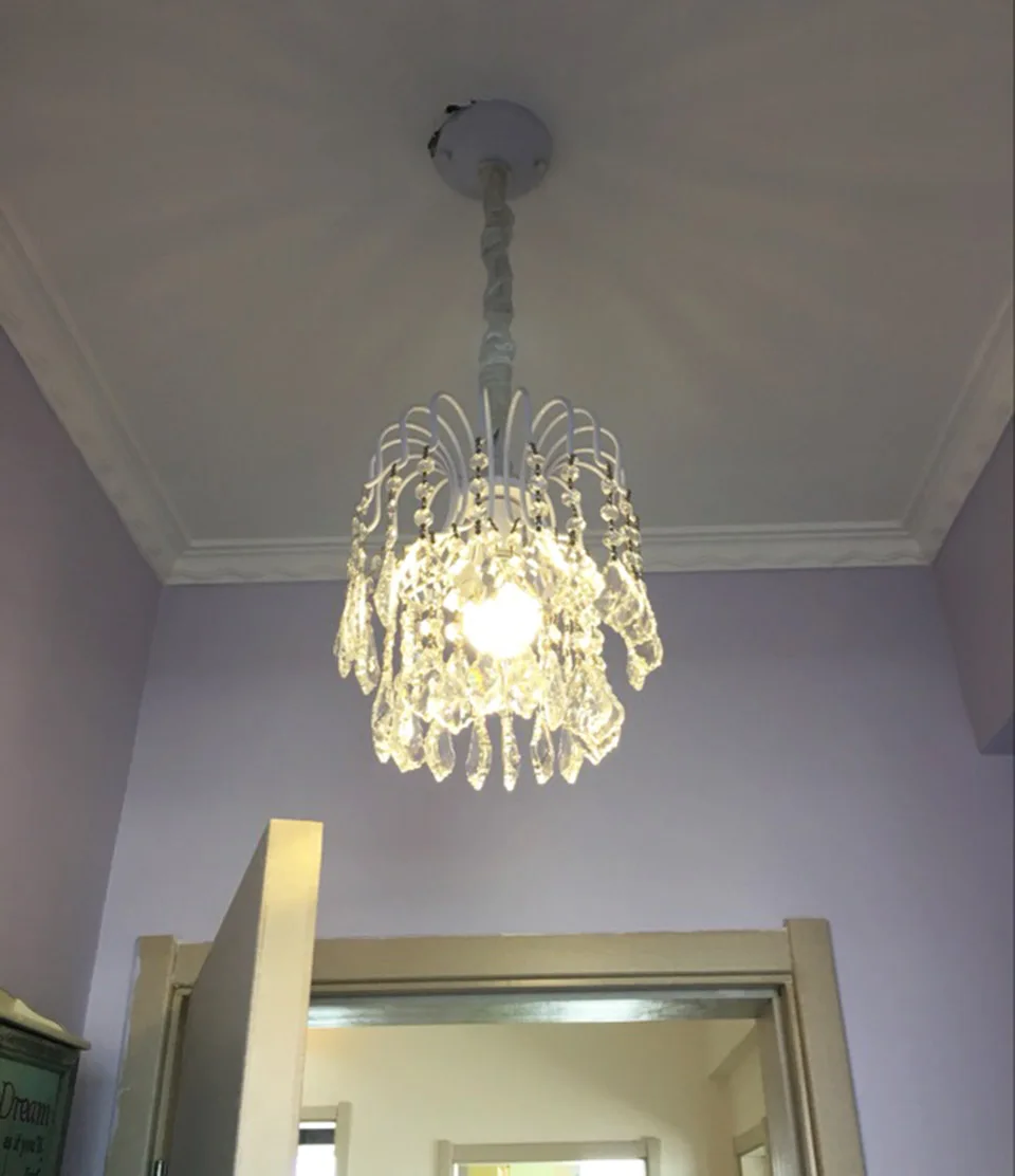 Pendant light Free LED bulb E27 K9 crystal Single head Livingroom Bedroom Dining room Foyer American Style Village White | Освещение