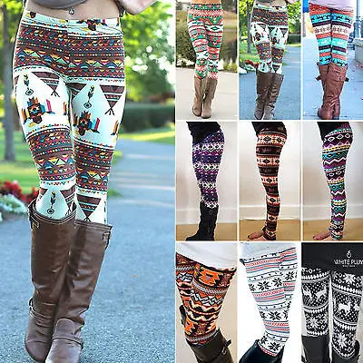 Женская зимняя теплая Рождественская ткань из хлопка|leggings cotton|snowflake leggingswinter warm |