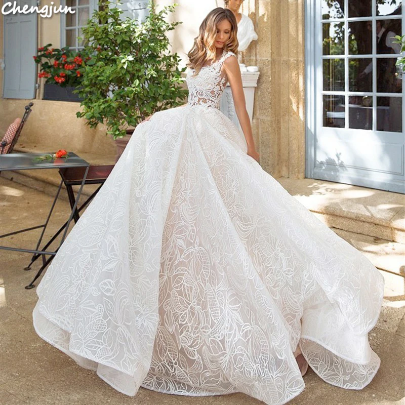

Chengjun Gorgeous Lace Appliques Ball Gown Beautiful Women Wedding Dress