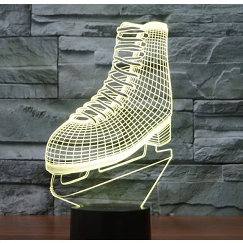 

3D LED Night Light The Skating Shoes with 7 Colors Light for Home Decoration Lamp Amazing Visualization Optical Illusion Awesome